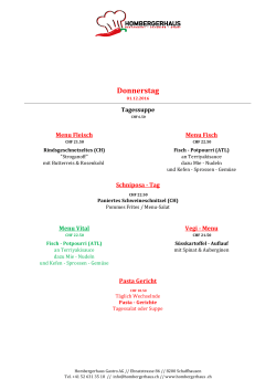Donnerstag - Hombergerhaus