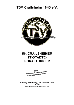 TURNIERE: 50. Crailsheimer TT-Städtepokal am 06. Januar - tt-top
