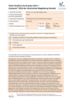 Gutes Studium durch gute Lehre - Hochschule Magdeburg