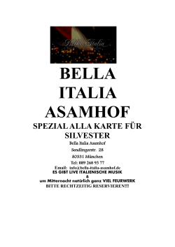 Speisekarte Silvester - Bella Italia Asamhof