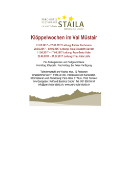 Klöppelwochen im Val Müstair - VSS-FDS