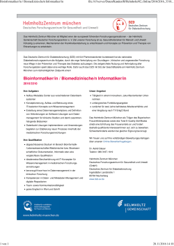 Bioinformatiker/in / Biomedizinische/n Informatiker/in