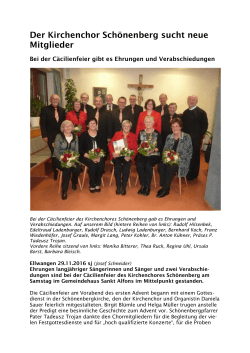 Der Kirchenchor Schönenberg sucht neue Mitglieder