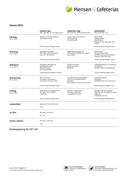 Weekly menu