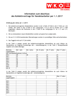 Information zum Abschluss des Kollektivvertrags f&uuml;r