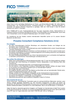 Presales Consultant Compliance Solutions (m/w)