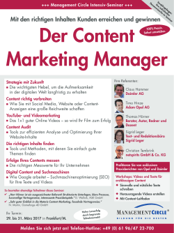 Seminar: Der Content Marketing Manager
