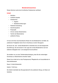 Blutabnahmeseminar Inhalt: