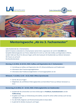 Mentoringwoche „Ab ins 3. Fachsemester“