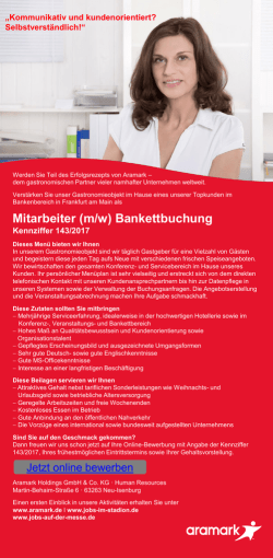 Mitarbeiter (m/w) Bankettbuchung