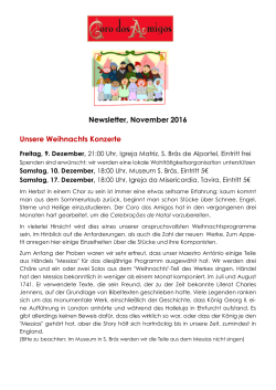 Newsletter, November 2016 Unsere Weihnachts Konzerte