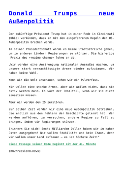 Donald Trumps neue Au&szlig;enpolitik