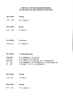 Lektoren- u. Kommunionhelferplan v. 28.11.16-29.1.17