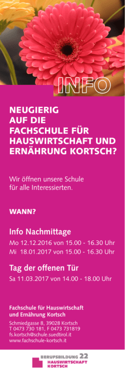 Flyer - Fachschule für Hauswirtschaft und Ernährung Kortsch