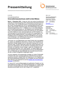 Innovationsausschuss zieht erste Bilanz