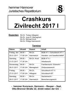 Crashkurs Zivilrecht 2017 I - Juristisches Repetitorium Hemmer