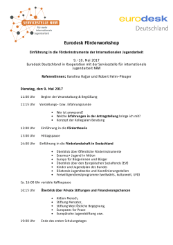Workshop Programm 09.-10. Mai 2017