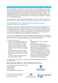 einen Mitarbeiter m/w - Wirtschaftsf&ouml;rderung Region Stuttgart