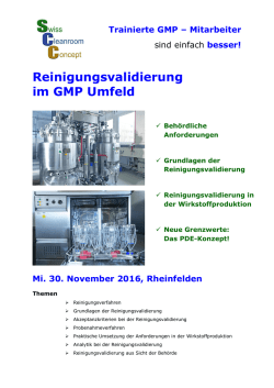 Reinigungsvalidierung im GMP Umfeld