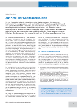 Zur Kritik der Kapitalmarktunion, in: Wirtschaftsdienst 12/2016