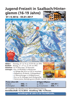 Jugend-Freizeit in Saalbach/Hinter- glemm (16-19 - Ski