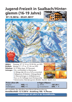 Jugend-Freizeit in Saalbach/Hinter- glemm (16-19 - Ski