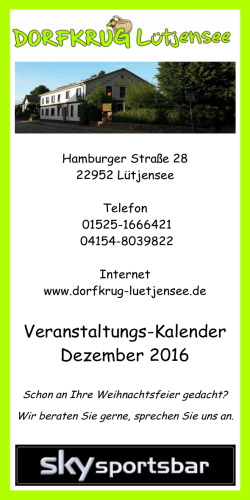 Veranstaltungs-Kalender Dezember 2016