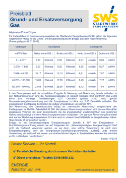 Preisblatt 2017 - Stadtwerke Sangerhausen GmbH