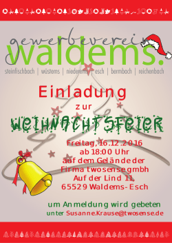 Einladung Weihnachtsfeier - Gewerbeverein Waldems eV