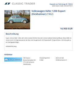 Volkswagen Käfer 1200 Export (Dickholmer) (1962