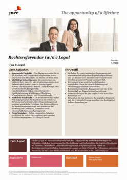 ∙ B Rechtsreferendar (w/m) Legal The opportunity of a lifetime