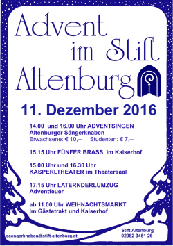 Altenburger Sängerknaben laden zum"Advent im Stift