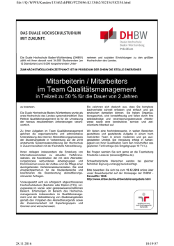 Mitarbeiter/-in Qualitätsmanagement
