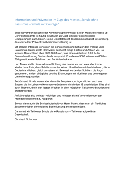 Information und Prävention im Zuge des Mottos „Schule ohne