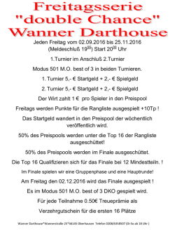 Jeden Freitag vom 02.09.2016 bis 25.11.2016