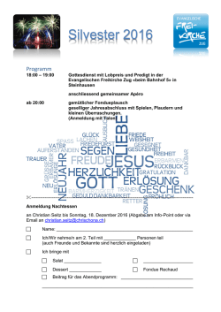 Silvester 2016 - in der evangelischen Freikirche Zug