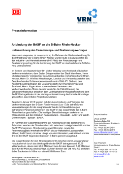 Presseinformation Anbindung der BASF an die S-Bahn Rhein
