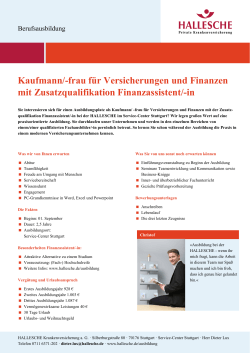 Kaufmann/-frau für Versicherungen und Finanzen