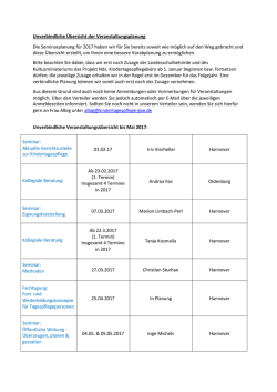 Übersicht der geplanten Seminare 2017