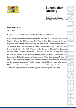 Bayerische Landesstiftung unterstützt Maßnahmen im Stimmkreis