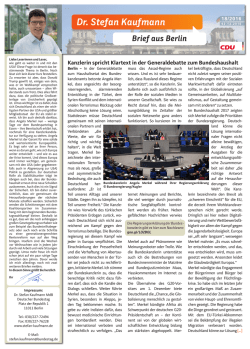 Dr. Stefan Kaufmann Brief aus Berlin