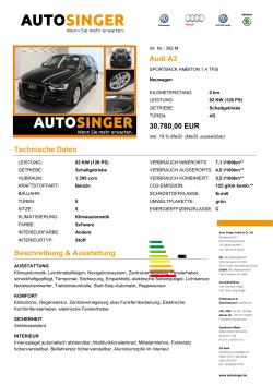 Audi A3 30.780,00 EUR Technische Daten