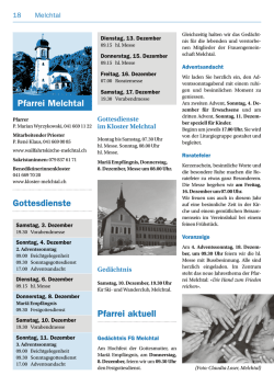 Gottesdienste Pfarrei Melchtal Pfarrei aktuell