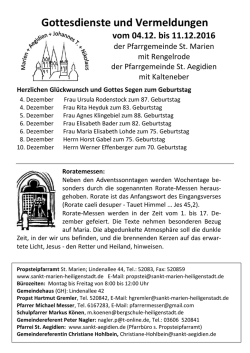 Gottesdienste und Vermeldungen - Kath. Propsteipfarrei St. Marien