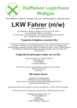 LKW Fahrer (m/w) - Raiffeisen Lagerhaus