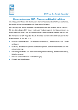 Herausforderungen 2017 &ndash; Finanzen und Qualit&auml;t im Fokus