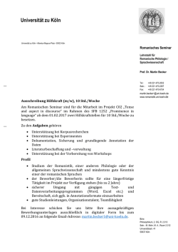 2 Hilfskr&auml;fte gesucht - Romanisches Seminar