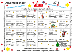 Adventskalender 2016 - Fleischerei Ziegler