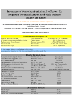 In unserem Vorverkauf erhalten Sie Karten f&uuml;r folgende
