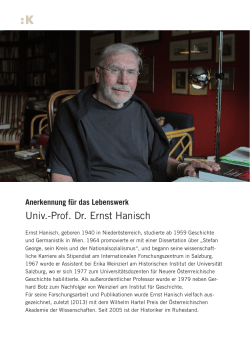 Univ.-Prof. Dr. Ernst Hanisch - Kulturfonds der Stadt Salzburg